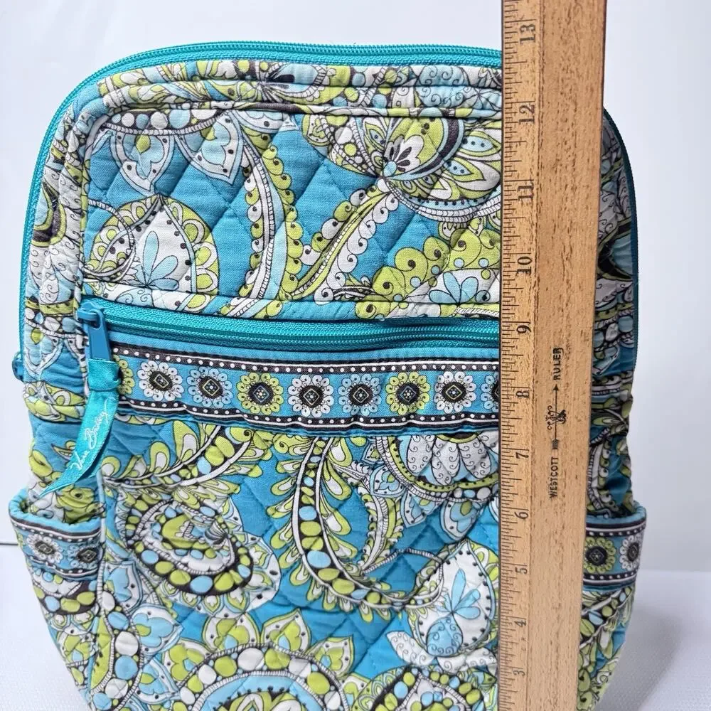 Vera Bradley Peacock Paisley Print Quilted Cinch Drawstring Backpack Bag